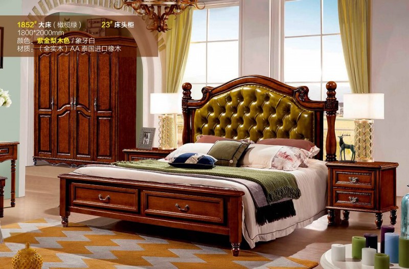 潤潼新美式家具1852#大床（橄欖綠）