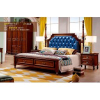 潤潼新美式家具9003#大床（寶藍(lán)）