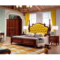 潤潼新美式家具1855#大床（淺黃）