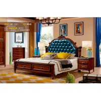 潤潼新美式家具1853#大床（寶藍）