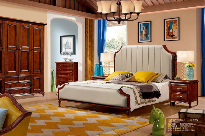 潤潼新美式家具1921#大床（煙灰色）