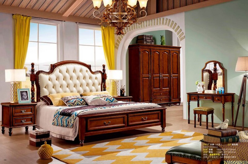 潤潼新美式家具1902#大床（米黃）