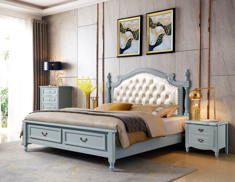 潤潼新美式家具1852#大床（米白）