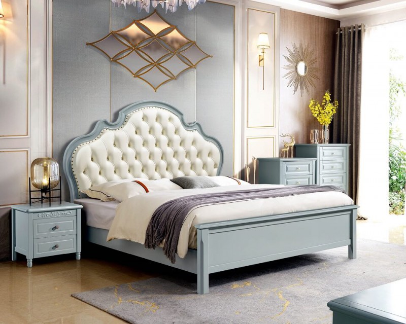 潤潼新美式家具9001#大床（米白）