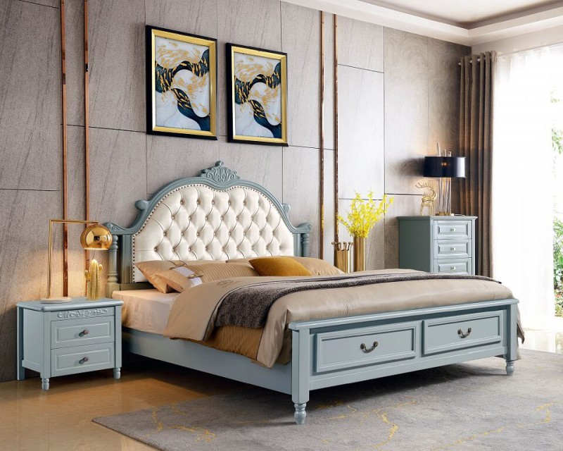 潤潼新美式家具1853#大床（米白）