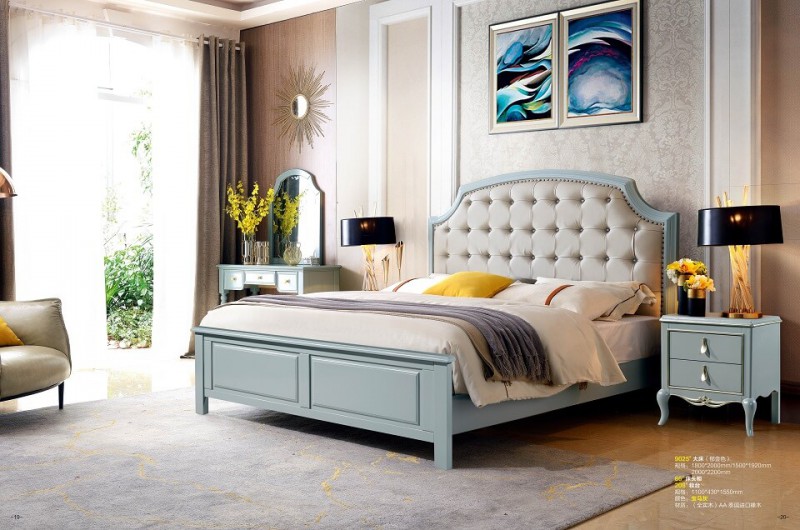 潤潼新美式家具9025#大床（郁金色）