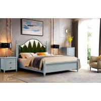 潤潼新美式家具9010#大床（米白-墨綠）