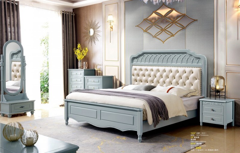 潤潼新美式家具1922#大床（米白）