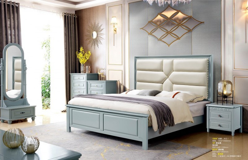 潤潼新美式家具1906#大床（米白）