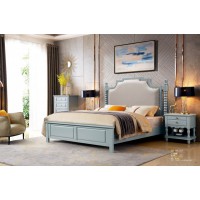 潤潼新美式家具1901#大床（淺灰色）