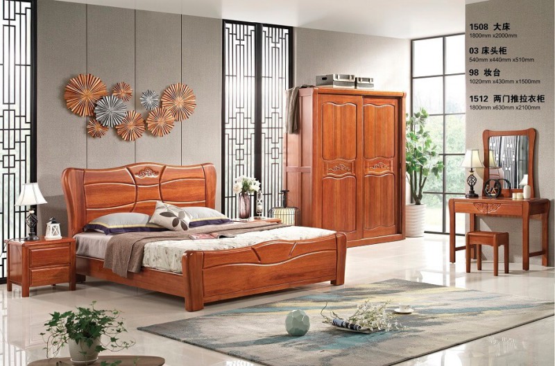 華民盛新中式海棠木大床1508