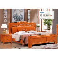 俊豐家具：橡木床月亮心#（海棠色）