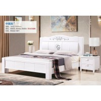 俊豐家具：橡木床中國龍#（亮光白描銀）