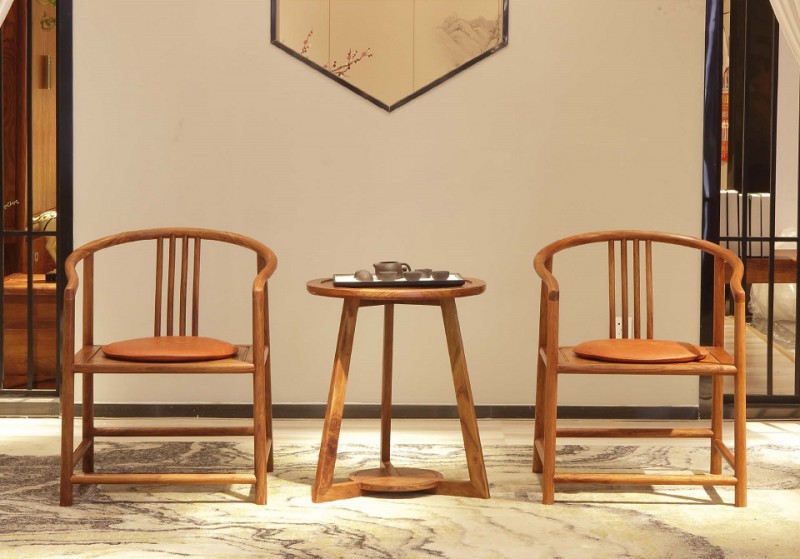 詩意東方新中式紅木：江南休閑椅、休閑臺