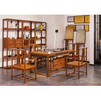 詩(shī)意東方新中式紅木：巧奪天工書架、茶臺(tái)