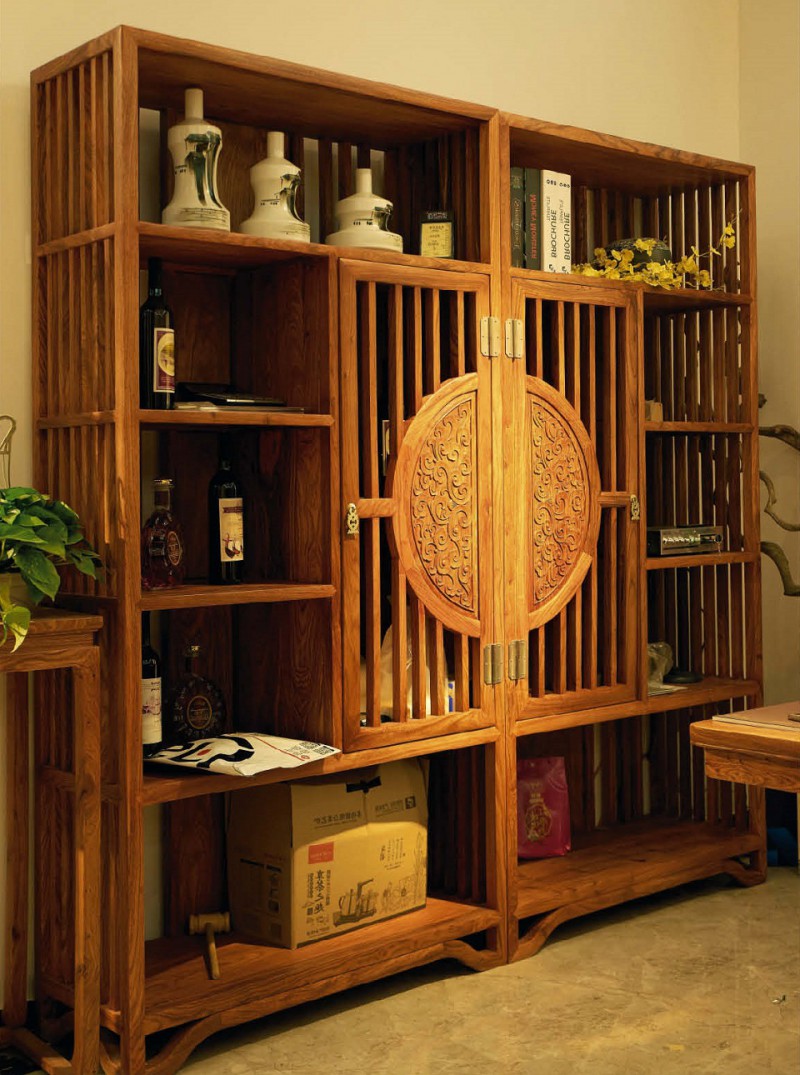 詩意東方新中式紅木：中國圓書柜