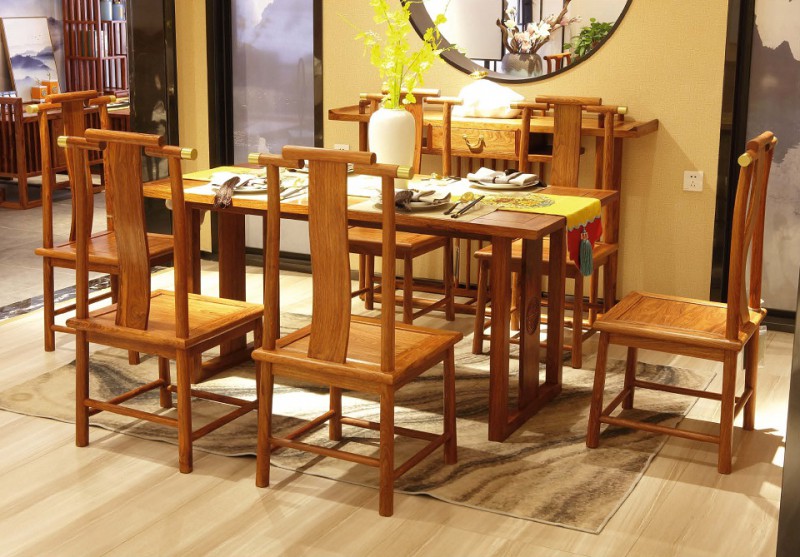 詩意東方新中式紅木：步步高升餐臺