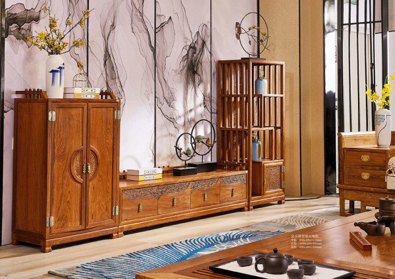 詩(shī)意東方新中式紅木：金玉滿堂組合地柜