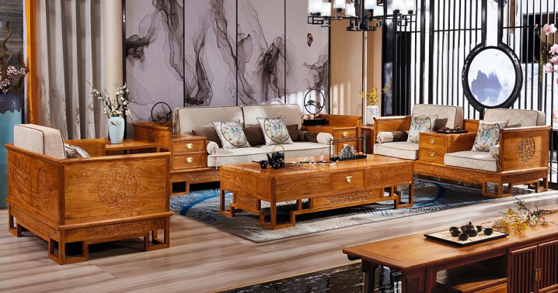 詩意東方新中式紅木：四世同堂沙發1+2+3