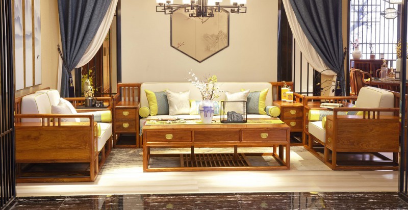 詩意東方新中式紅木：富貴江南沙發1+2+3