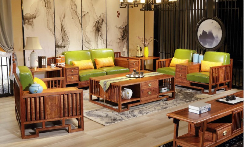 詩(shī)意東方新中式紅木：金玉滿堂沙發(fā)1+2+3圖2