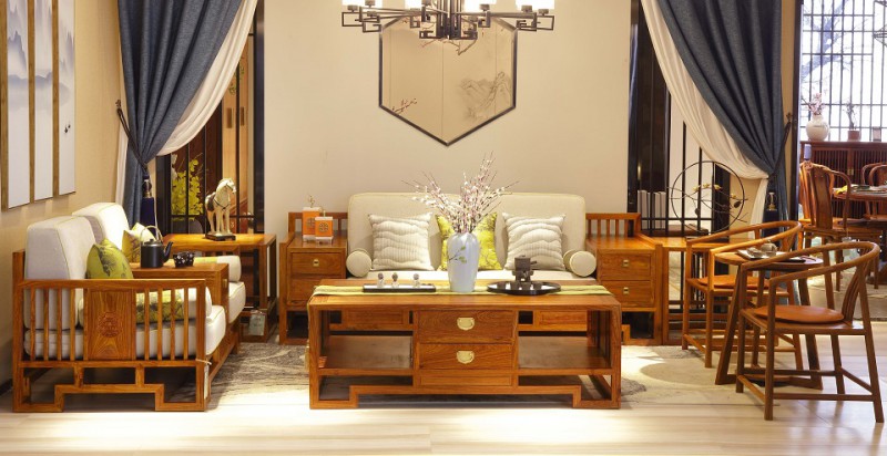 詩(shī)意東方新中式紅木：金玉滿堂沙發(fā)1+2+3圖3