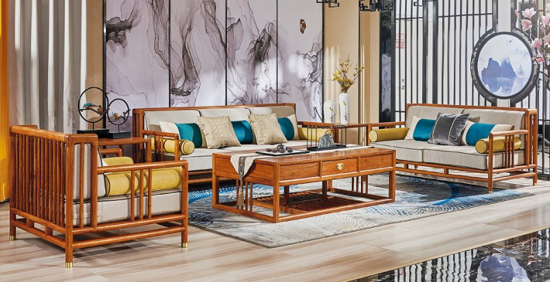 詩意東方新中式紅木：荷塘月色沙發(fā)1+2+3