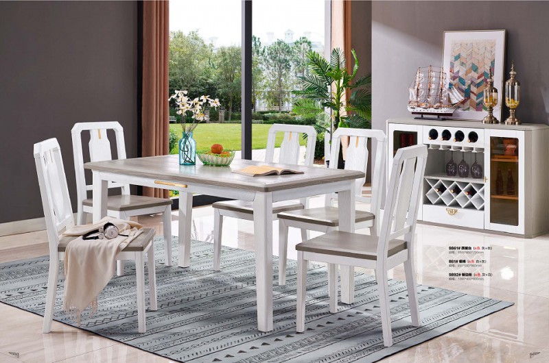 致青春現代輕奢實木系列9861#西餐臺（A色 灰+白）