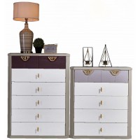 采木園致青春現代輕奢實木系列9893#七斗柜（A色 灰+白）、9896#六斗柜（C色 灰+白）