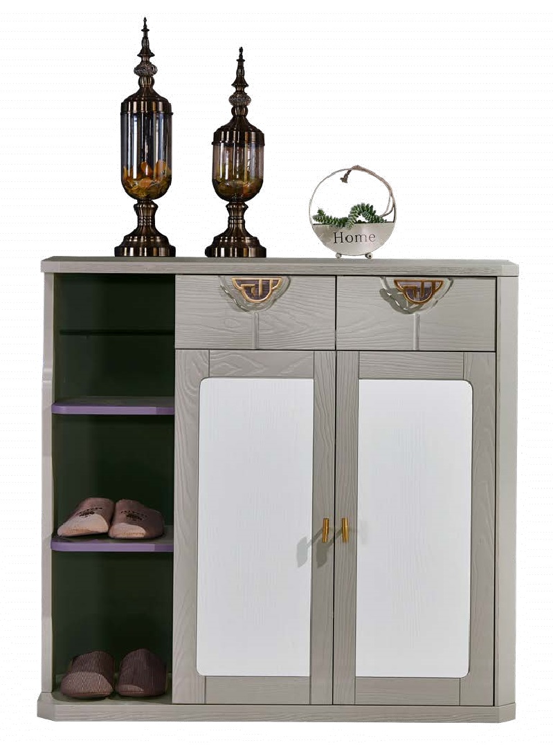 致青春現代輕奢實木系列9898#鞋柜（A色 灰+白）