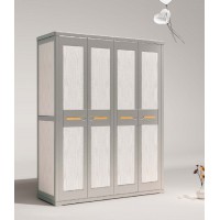 采木園致青春現代輕奢實木系列9835#四門衣柜（A色 灰+白）