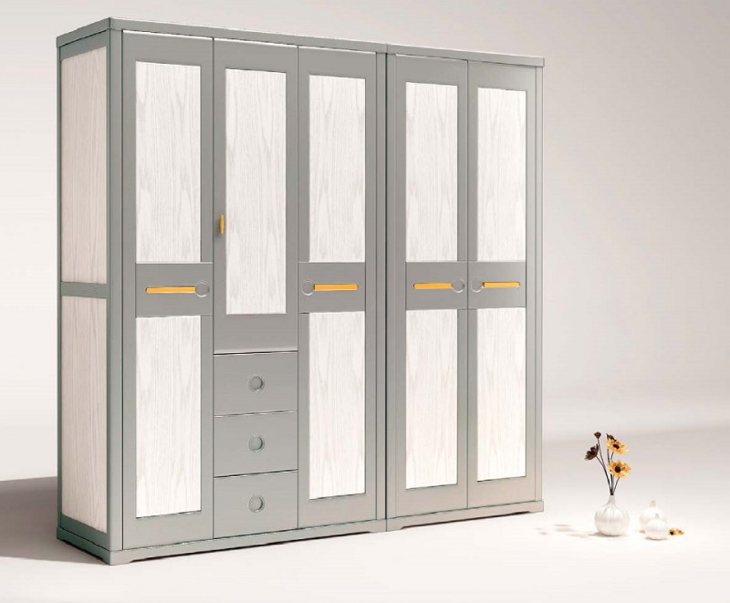 致青春現代輕奢實木系列9832#兩門衣柜（A色 灰+白）、9833#三門衣柜（A色 灰+白）