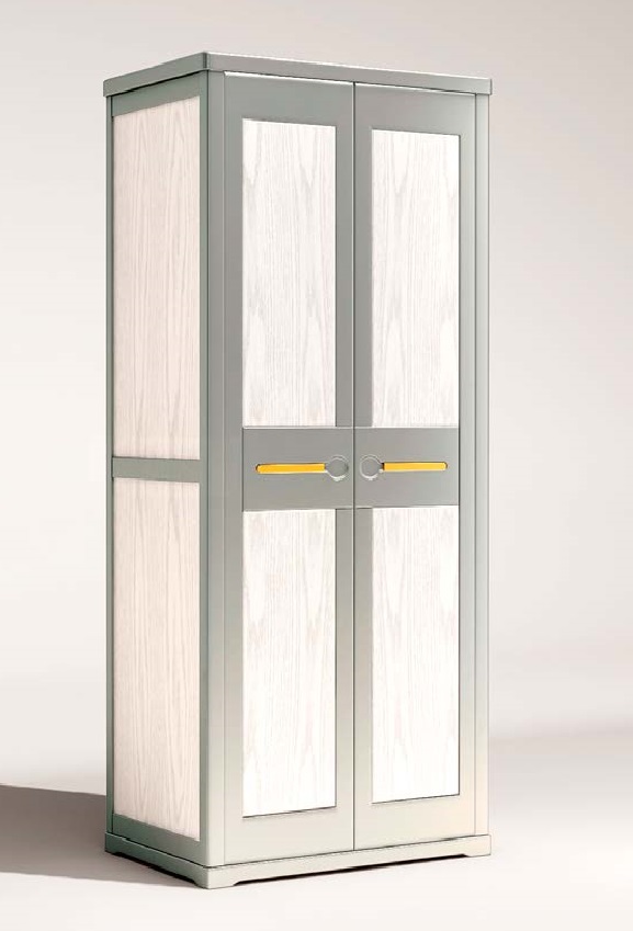 致青春現(xiàn)代輕奢實(shí)木系列9832#兩門衣柜（A色 灰+白）