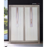 采木園致青春現代輕奢實木系列9838#趟門衣柜（A色 灰+白）