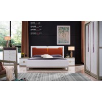 采木園致青春現(xiàn)代輕奢實(shí)木系列9812#床（A色 白+橘）