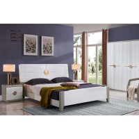 采木園致青春現(xiàn)代輕奢實(shí)木系列9809#床（A色 白+灰）