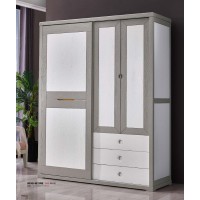 采木園致青春現代輕奢實木系列9836#趟門衣柜（A色 白+灰）