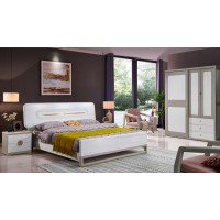 采木園致青春現代輕奢實木系列9802#床（A色 白+灰）