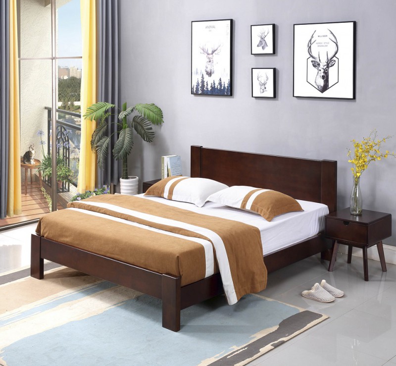 實木床110#（胡桃色）