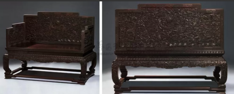 御制紫檀木雕八寶云蝠紋&ldquo;水波云龍&rdquo;寶座
