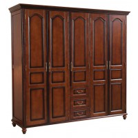 華夏國康美式復古胡桃色系列五門衣柜819#