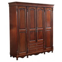 華夏國康美式復古胡桃色系列四門衣柜820#