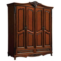 華夏國康美式復古胡桃色系列四門衣柜816#