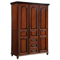 華夏國康美式復古胡桃色系列三門衣柜819#