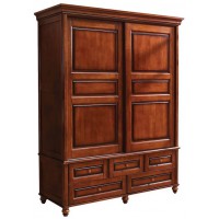 華夏國康美式復古胡桃色系列兩門推拉衣柜828#