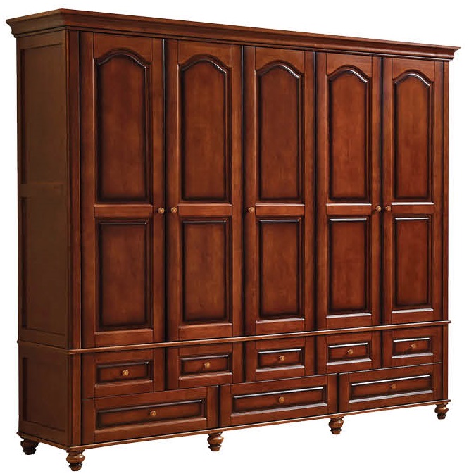 復(fù)古胡桃色系列五門衣柜826#