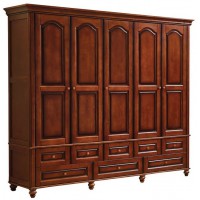 華夏國康美式復古胡桃色系列五門衣柜826#