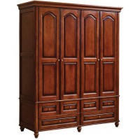 華夏國康美式復古胡桃色系列四門衣柜826#