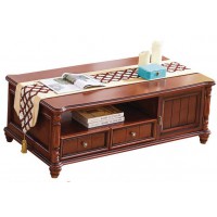 華夏國康美式復古胡桃色系列長茶幾GK021#