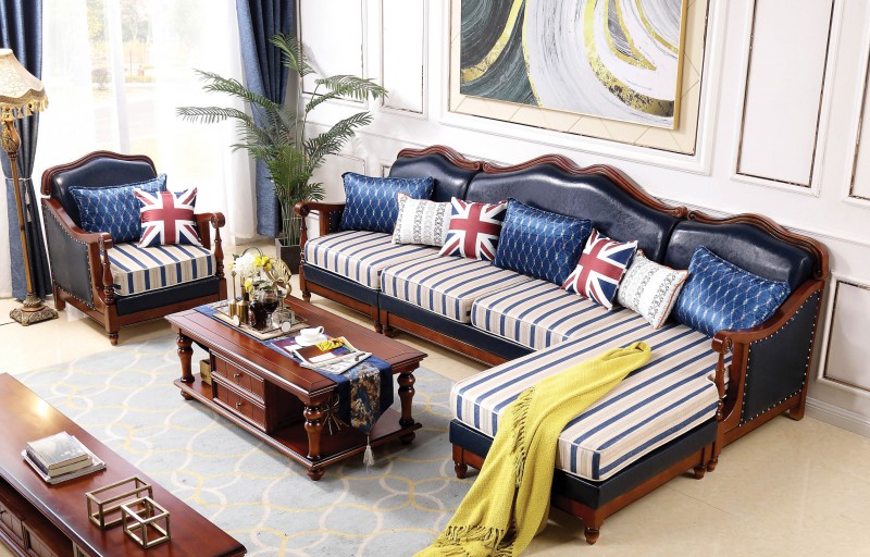 復古胡桃色系列轉(zhuǎn)角沙發(fā)GK019#